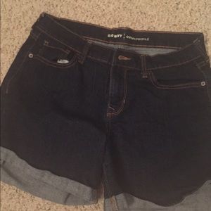 Dark wash denim jean shorts